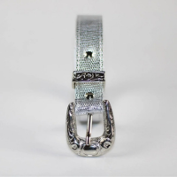 Cinto Feminino Luana Metalizado Prata Fivela e Ponteira em Metal Prata - Pr