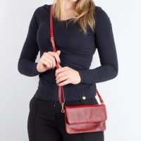 Clutch mini bolsa de couro Nicole - Vermelho