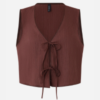 Colete em Crepe com Textura e Amarraçao com Lacinhos Marrom
