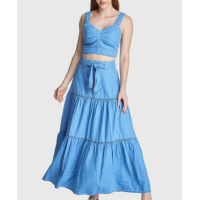 Conjunto Jeans HNO Jeans Saia e Cropped Azul Sky - Azul