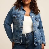 Jaqueta Básica em Jeans Estonado Curve & Plus Size Azul