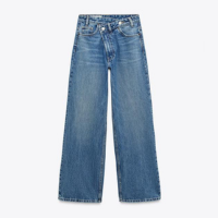 JEANS TRF WIDE LEG DE CINTURA CRUZADA E ALTA