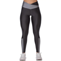Legging Fitness com Cós Alto Transpassado – Conforto e Estilo - Cinza