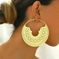 Maxi Argola Chapa Boho Chic Dourado Prata Brinco Cigana Dança do Ventre Mul