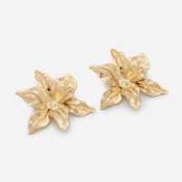 Maxi Brinco em Metal Formato Flor Hibiscus Dourado