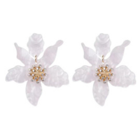 Maxi Brinco Flor Resina Verão Praia Elegante