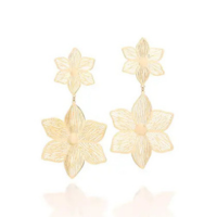 Maxi brinco flores banhado a ouro 527510 - Rommanel