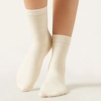Meia Em Lã e Algodão Sem Borda - Bege