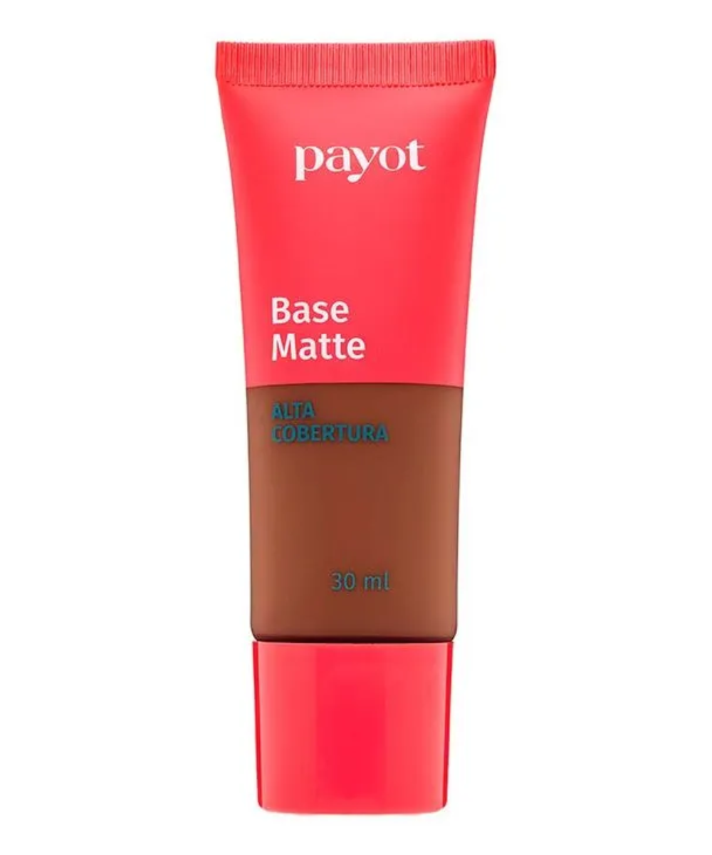 Base Matte Payot em embalagem vermelha com tampa, textura cremosa e alta cobertura, destaque entre as melhores marcas de