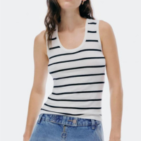 Regata Hering Listrada Em Tricô Leve Feminina - Branco