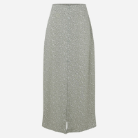 Saia Midi em Alfaiataria Floral Liberty e Fenda Frontal Verde