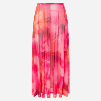 Saia New Midi em Tule sem Forro com Estampa Abstrata Rosa