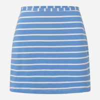 Saída de Praia Saia Curta em Microfibra Listrada Azul