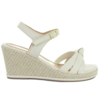 Sandália Anabela Feminina com Tira Cruzada e Fivela Solado Juta Natural Mod