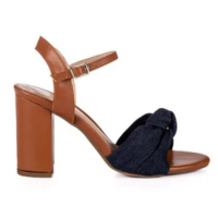 Sandália Feminina Jjojo Ingrid Clássica Com Salto Grosso 9cm