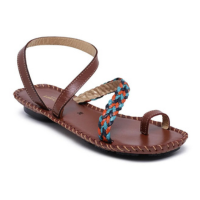 Sandália Feminina Ortopédica Couro Legítimo Tiras 122034 - Marrom