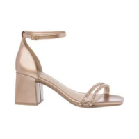 Sandália Feminina Salto Grosso Brilho Festa Confortável Luxo - Stessy Shoes