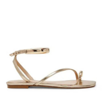 Sandálias RJYLP Toe Ring Flats para mulheres, bico quadrado e tiras