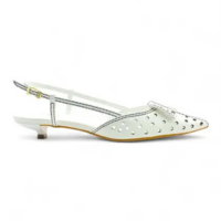 Scarpin Slingback Poa Branco - Lilian Soares