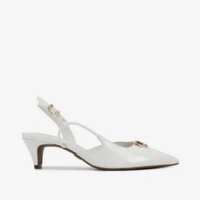 Slingback Salto Baixo Couro Brilhoso Branco - BIS