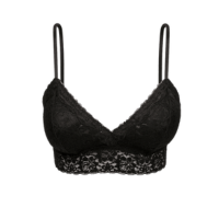 Sutiã Top Triângulo Com Bojo Removível Em Renda Preto