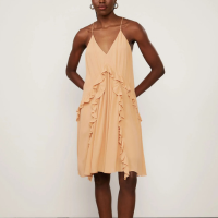 Vestido Curto Babados Bege Toast