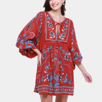 Vestido Curto Farm Lenço Nautico - Vermelho