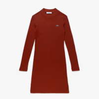 Vestido de Algodão Canelado Slim Fit de Manga comprida