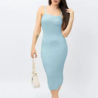 Vestido Longo Elegante Festa Tricot Modal Verão Regata Tubinho Lançamento B