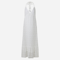 Vestido Longo Evasê com Frente Única em Renda Branco