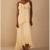 Vestido Longo Lurex Babados