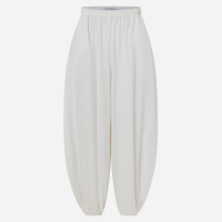 Calça Balloon em Tricoline com Elástico no Cós e Tornozelo Off White