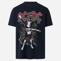 Camiseta Comfort em Algodão com Estampa AC/DC Preto