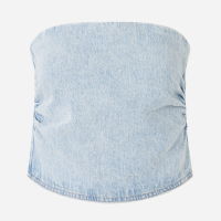 Top Tomara Que Caia em Jeans Delavê Azul