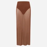 Saia Longa em Tule com Hot Pants Marrom