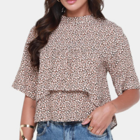 Bata Animale Onça Babados Feminina - Onça