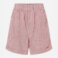 Bermuda Runner em Sarja com Listra e Cós Elástico Vermelho