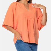 Blusa Bata Estilo Boho - Coral