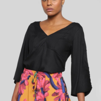 Blusa Bata Mercatto Manga 34 Feminina - Preto