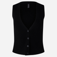 Blusa Colete em Tricô com Botões Preto