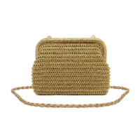 Bolsa Feminina De Palha Clutch Festa Alça Corrente Opcional - Lika Bijuteri