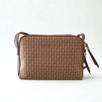 Bolsa feminina transversal pequena Pavão de Ouro - Marrom-Claro