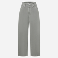 Calça Barrel em Sarja com Passantes no Cós Verde