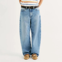 Calça Jeans Feminina Barrel Cintura Média - Azul