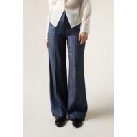 Calça Pantalona Em Linho e Lyocell Eco - Azul