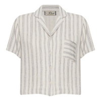 CAMISA FEMININA MANGA CURTA LISTRADA BOLSO