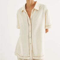 Camisa Feminina Regular Laise e Linho - Bege