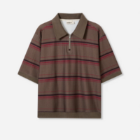 Camisa polo de malha listrada horizontal