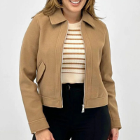 Casaco Facinelli Curto em Lã Batida Feminino - Cacau