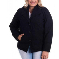 Casaco Feminino de Lã Batida Fechamento com Botões - Preto